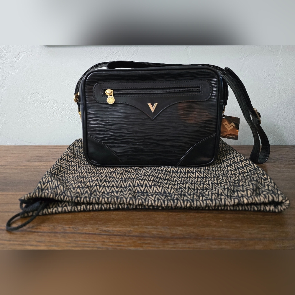 Valentino Black Crossbody Bag with Gold‎ Accents